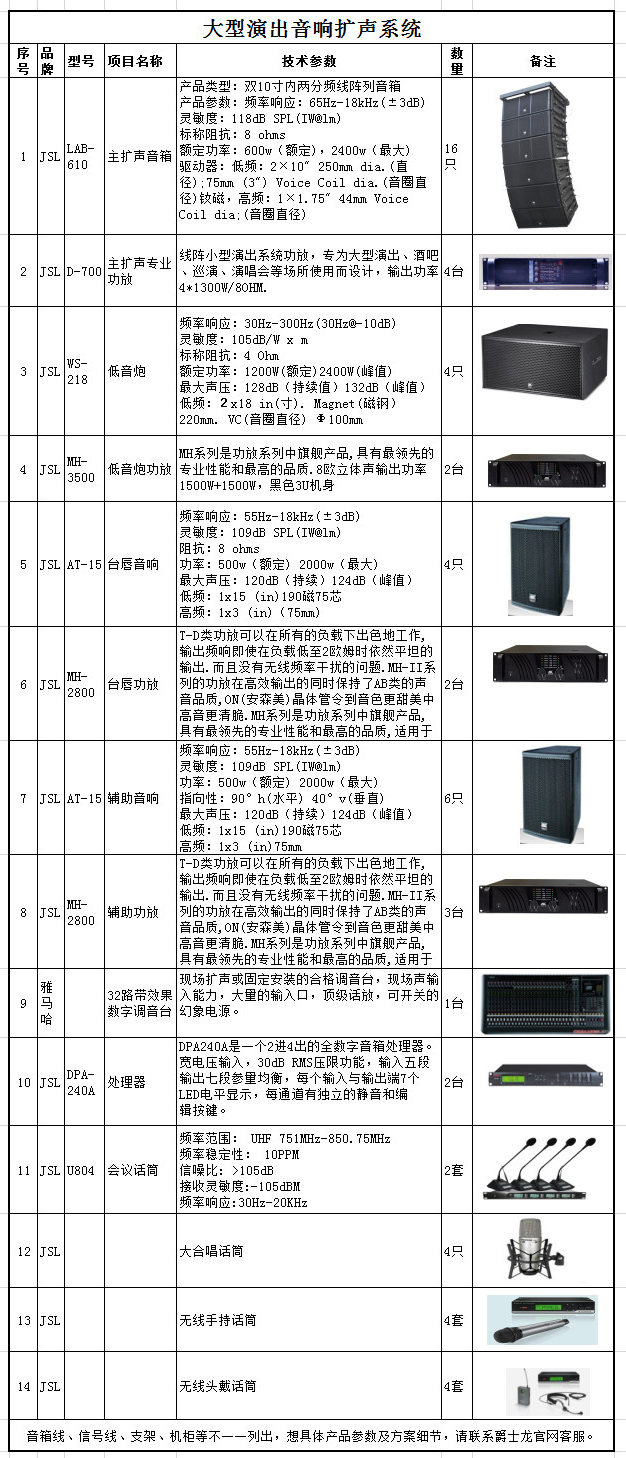 爵士龍大型舞臺音響擴聲系統(tǒng)方案